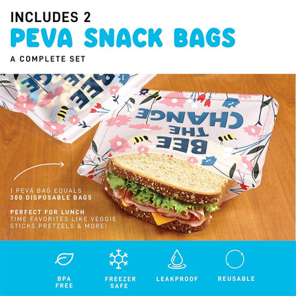 Fit & Fresh Insulated Lunch Box for Kids Boys & Girls, Lunch Bag for Kids with 2 Reusable Snack Bags, School Lunch Box, Bee The Change