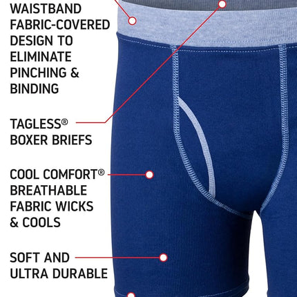 Hanes Boys' and Toddler Underwear, Comfort Flex and ComfortSoft Boxer Briefs, Multiple Packs Available, Assorted - 7 Pack, Medium