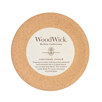 WoodWick® Renew Medium Candle, Ginger & Turmeric Scented Candles, 6oz, Plant Based Soy Wax Blend, Made with Upcycled Materials and Essential Oils, Up to 55 Hours of Burn Time