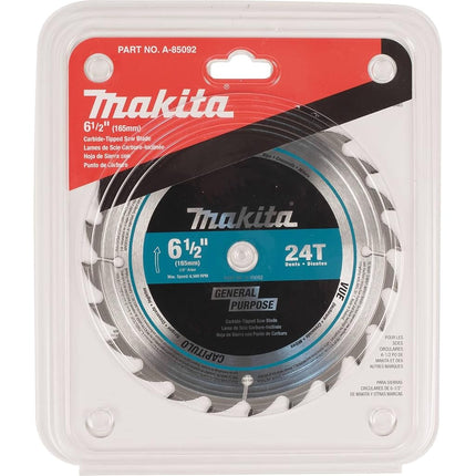 Makita A-85092 6-1/2" 24T Carbide-Tipped Circular Saw Blade, General Purpose