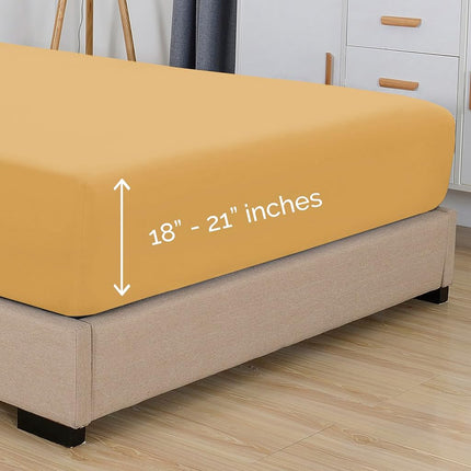 Elegant Comfort 1500 Premium Hotel Quality 18-21 Inches Deep - Extra Deep Pocket Single Fitted Sheet for High Mattress, Luxury and Softest, Smart Pocket - Wrinkle Free, King, Gold