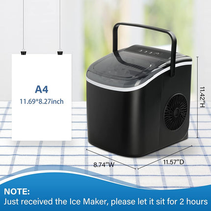 Simple Deluxe Ice Maker Machine for Countertop, 26lbs Ice/24Hrs, 9 Ice Cubes Ready in 6 Mins, Portable Self-Clean Electric Ice Machine with Scoop and Basket, 13.7lbs, for Home Kitchen Office Bar Party