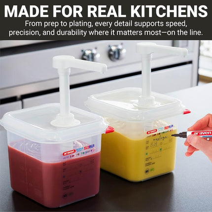 Araven GN 1/6 Transparent Sauce Dispenser, 2.6 Litre