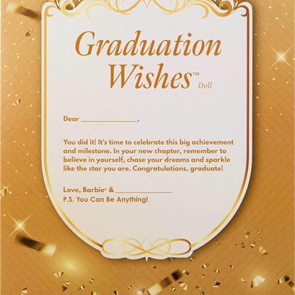 Barbie Signature Graduation Wishes Fashion Doll with Burgundy Robe & Tassel Cap, Collectible Toy in Giftable Packaging, JJX81