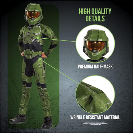 Disguise Official Halo Master Chief Costume Kids, Master Chief Armour Infinite Childrens Halo Costume for Boys Fancy Dress Up Outfit World Book Day Week Birthday X-Large