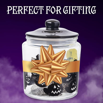 Silver Buffalo Disney L'Étrange Noël de Monsieur Jack de Tim Burton, Scène de Cimetière sur la Colline de la Lune, Bocal en Verre pour Biscuits, Friandises, Bonbons, avec Couvercle (Petit)