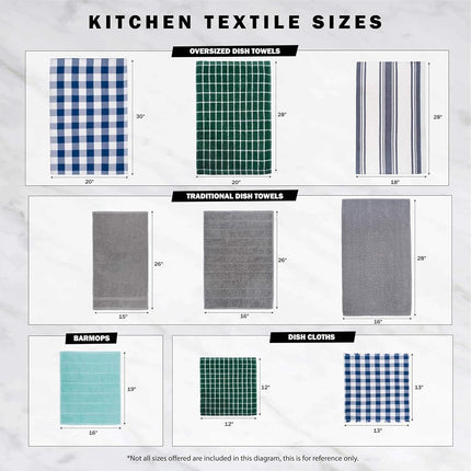DII Cotton Woven Heavyweight Kitchen Dish Towels, Absorbent Washing Drying Everyday Cooking and Baking, Holiday Checks, Dishtowels 18 x 28 and Dishcloth 13 x 13