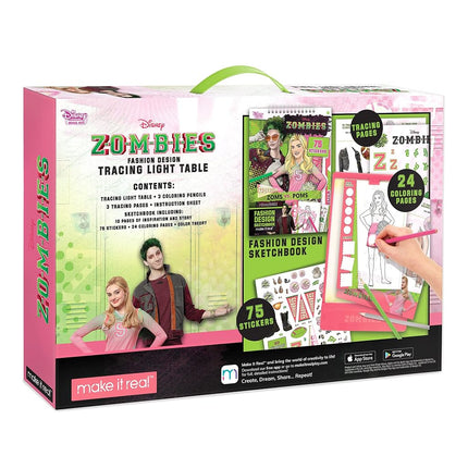Make It Real Disney Zombies Fashion Designer Drawing Kit - Light Table, Sketchbook, Stickers - Ages 8+