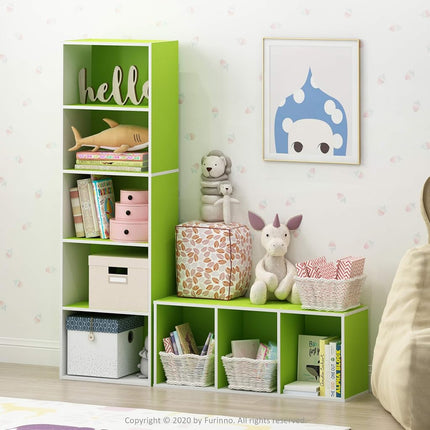 Furinno LUDER 3-Cube Open Shelves Bookcase, Book Shelf, White/Green