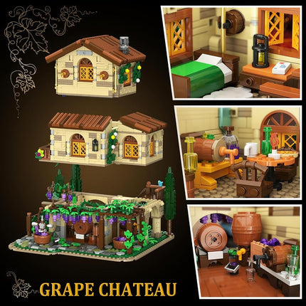 INSOON Grape Chateau Building Set with LED Light, 1831 PCS Winery House Building Kit for Adults Teens Kids Boys Girls 10+