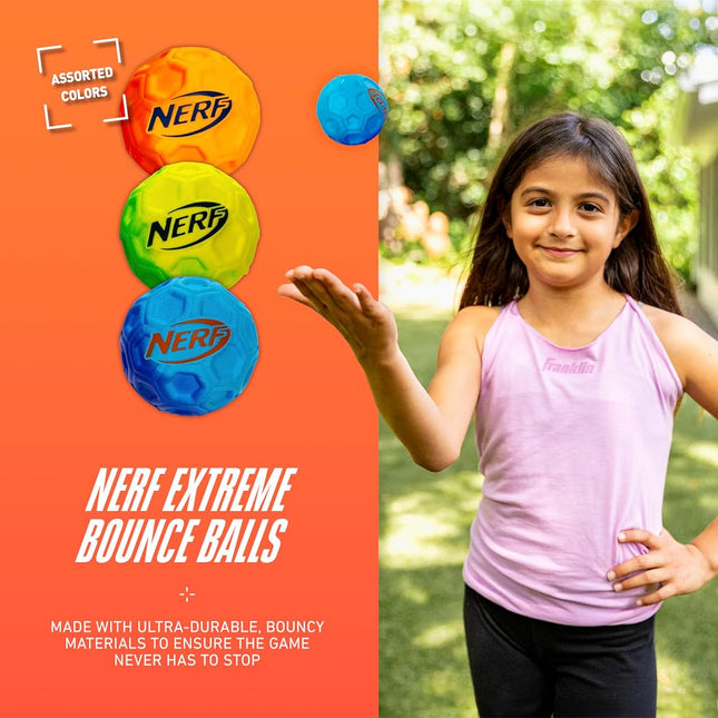 Nerf Extreme High Bounce Ball - Kids Bouncy Ball for Games + Sports - Indoor + Outdoor Fun - Durable + Lightweight Kids Ball - Assorted Colors