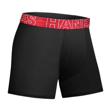 Lot de 6 boxers de performance pour adolescent Hanes, sous-vêtements extensibles en maille X-Temp, noir, Taille L
