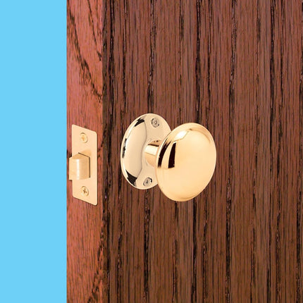 Prime-Line Products E 2280 Prime-Line Door Knob Set, 1-3/4 in Projection, 2-1/4 in Dia, Brass Plated Finish/Steel, 2-1/4"