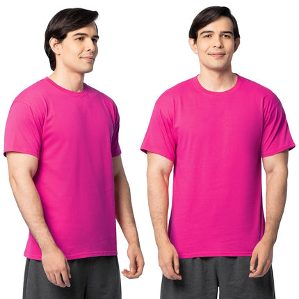 Fruit of The Loom Men's Eversoft Cotton T-Shirts (Regular and Big & Tall), Crew-2 Pack-Cyber Pink, Large