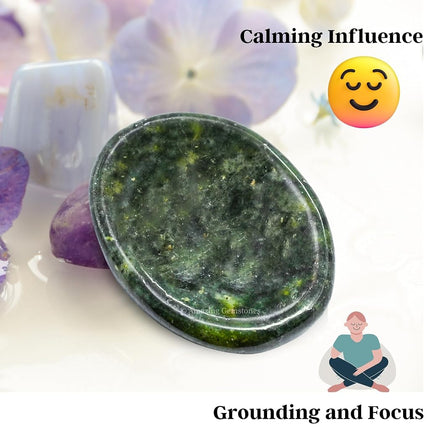 Amazing Gemstone Green Jade Worry Stone Crystals and Healing Stones - Worry Stones for Stress Relief Gift - Piedra Crystal Fidget for Meditation, Relaxation - Unique Stocking Stuffers & Birthday Gifts
