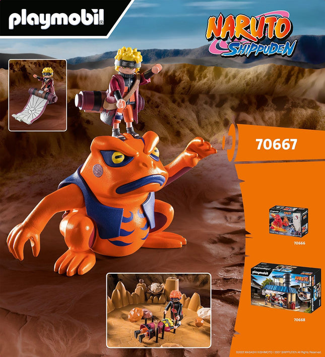 Playmobil 70667 NARUTO SHIPPUDEN Naruto vs. Pain, Exciting battle with crater base plate and giant toad Gamakichi, anime collectors figure, collectable playset suitable for children and fans ages 5+