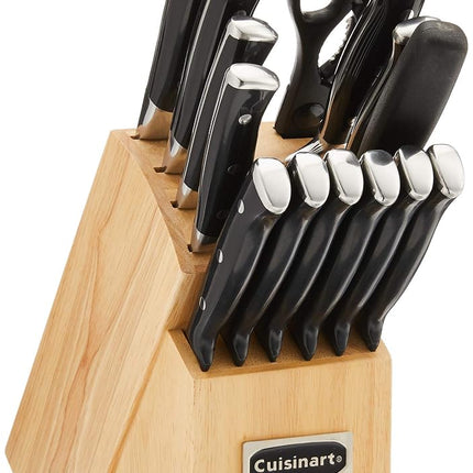 CUISINART Block Knife Set, 15pc Cutlery Knife Set with Steel Blades for Precise Cutting, Lightweight, Stainless Steel, Durable & Dishwasher Safe, C77BTR-15P