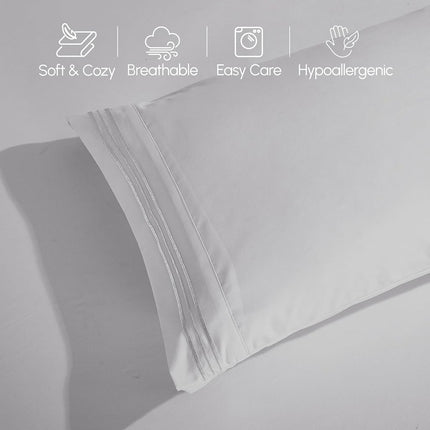 Elegant Comfort Luxurious 1500 Premium Hotel Quality Microfiber 4-Piece Sheet Set, 18-24 Inches Deep - Extra Deep Pocket Sheets - Ultra Soft 4PC Deep Pocket Sheets, Full, Silver Gray