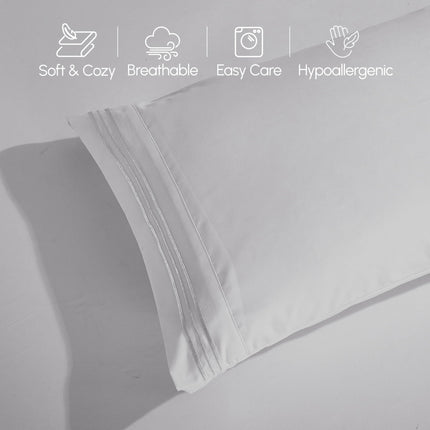 Elegant Comfort Luxueux ensemble de draps 4 pièces en microfibre de qualité hôtelière supérieure 1500, profondeur 18-24 pouces - Draps à poches extra profondes - Draps 4 pièces ultra doux à poches profondes, King, Gris argenté