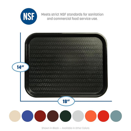 Carlisle FoodService Products Cafe Fast Food Cafeteria Tray with Patterned Surface for Cafeterias, Fast Food, and Dining Room, Plastic, 17.87 X 14 X 0.98 Inches, Black, (Pack of 12)