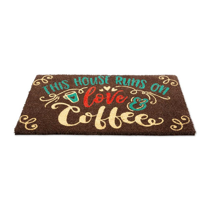 DII CAMZ11129 Indoor/Outdoor Natural Coir Easy Clean PVC Non Slip Backing Entry Way Doormat for Patio, Front, Weather Exterior Doors, 18x30, Love & Coffee