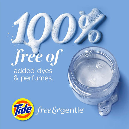 Tide Free & Gentle Liquid Laundry Detergent, 80 Loads, 105 fl oz, Unscented, Dyes and Perfume Free