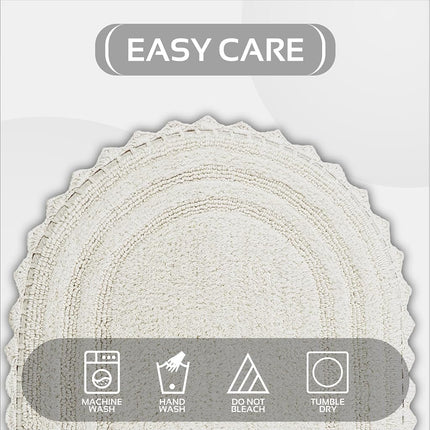 Better Trends Luxurious Lilly Crochet Oval 17x24 Rugs 100% Cotton Bathroom Rug Soft Water Absorbent Washable Reversible Mats for Bathroom Floor Decor Bedroom Kitchen Ivory