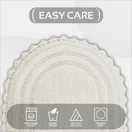 Better Trends Luxurious Lilly Crochet Oval 17x24 Rugs 100% Cotton Bathroom Rug Soft Water Absorbent Washable Reversible Mats for Bathroom Floor Decor Bedroom Kitchen Ivory