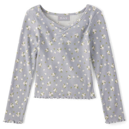 The Children's Place Girls' Basic Long Sleeve V-Ne
