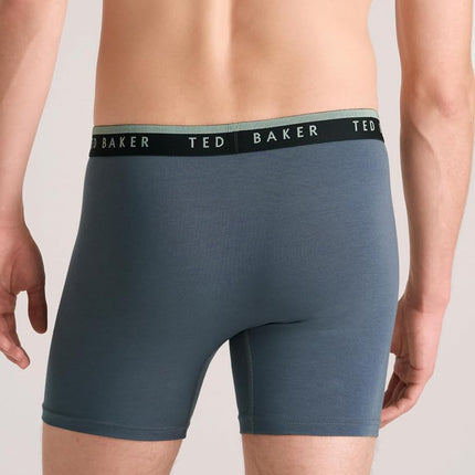 Ted Baker Men's Standard 4 Pack Cotton Stretch Boxer Briefs, Castlerock/Palms/Iceberg Green/Sky, Small