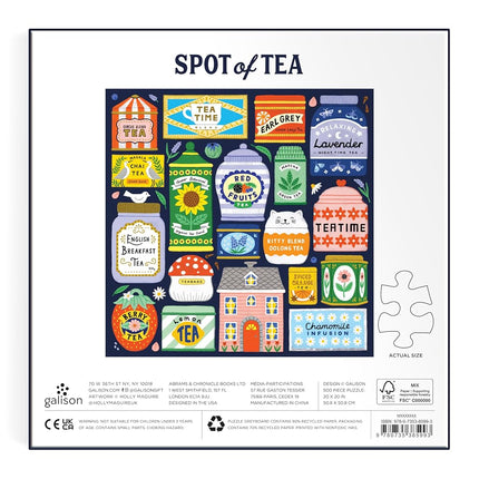 Galison Spot Of Tea – 500 Piece Jigsaw Puzzle Featuring Charming Illustrations Of A Variety Of Tea Packets From Around The World