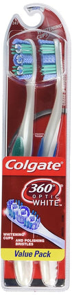 Colgate 360 Optic White Platinum Whitening Toothbrush, Soft - 2 Count