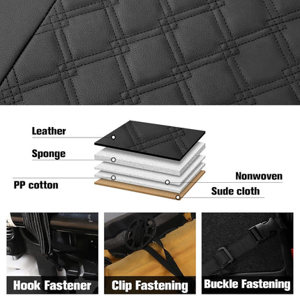 CAROMOP Luxury PU Leather Car Seat Covers Full Set-Waterproof Seat Protectors with Split Bench Seat Covers for Cars-Universal Cars Interior Covers for Sedans, SUVs, Pick-up Trucks (Black/Red Line)