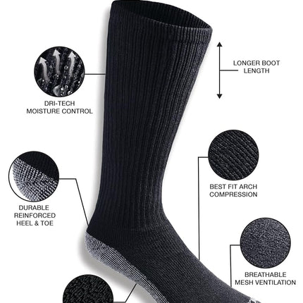 Dickies Men's Dickies Men's Multi-pack Dri-tech Moisture Control Crew Casual Sock, Black (6 Pairs), L UK