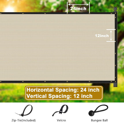 Coonoble Malla de ocultación para valla, para exteriores, 2,4 m x 15,2 m, color beige, de alta resistencia, con ojales, para patio, jardín, balcón
