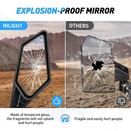 Nilight UTV Side Mirrors X3 Rear View Mirror Compatible with 2016 2017 2018 2019 2020 2021 2022 2023 Can Am Maverick X3 Turbo/DS MR RS Turbo R / X3 Max/ 1000