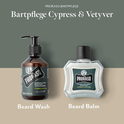 Proraso Beard Care Kit for Men | Beard Wash & Beard Oil with Sandalwood to Tame, Cleanse & Detangle Full, Thick and Coarse Beards | Cypress and Vetyver