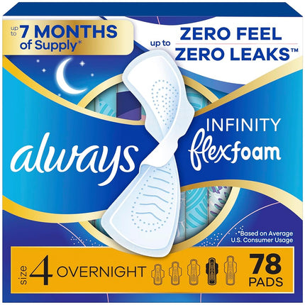 Always Infinity Size 4 Overnight Pads with Wings, 