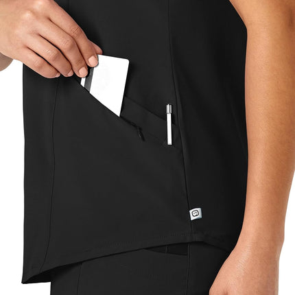 WonderWink Women's V-Neck Top, Black, Small