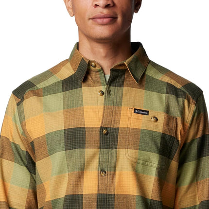 Columbia Men's Cornell Woods Flannel Long Sleeve Shirt, Greenscape Ombre Buffalo, Small