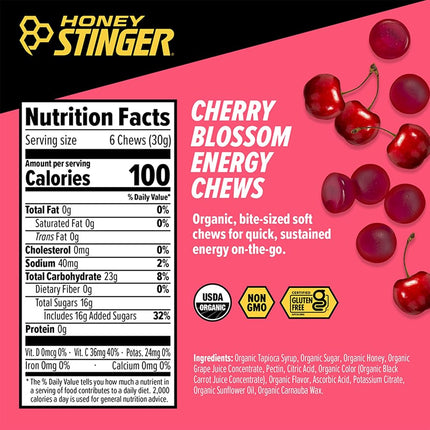 Honey Stinger Organic Energy Chews, Cherry Blossom, 1.8 Ounce (Pack of 12)