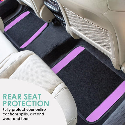 FH Group F14407PURPLE Tapis de sol universels en moquette violette pour la plupart des voitures, VUS et camions avec talonnette côté conducteur, ensemble complet