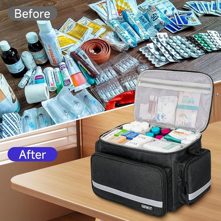 Medical Bag Home Health Nurse Bag Empty First Aid Storage Bag with Detachable Divider Medical Supplies Bag for Nursing Student,Therapist,Doctors, Black, Small, Black-Small