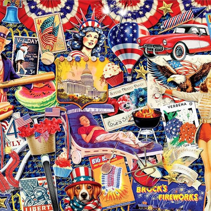 Buffalo Games - Kate Ward Thacker - All American Collage - 500 Piece Jigsaw Puzzle Colorful Puzzle for Adults – Precision-Cut Pieces, Beautiful Artwork, and Hours of Relaxing Fun