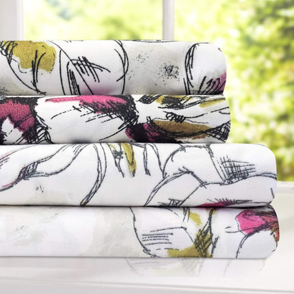 Sweet Home Collection Luxury Bedding Set with Flat, Fitted Sheet, 2 Pillow Cases, Microfiber, Dolce, Full