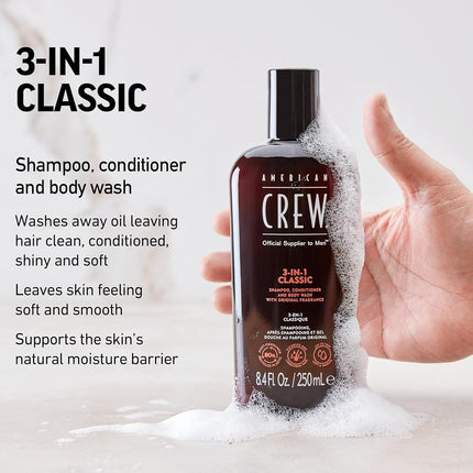 American Crew 3 In 1 Shampoo & Conditioner & Body Wash, 1 L