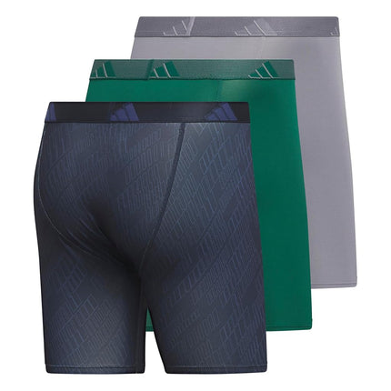 adidas Men's Microfiber Boxer Briefs (3-pack) performance Stretch Moisture-wicking Underwear, Ghost Legend Ink-tech Indigo/Collegiate Green/Grey/3-pack, XL