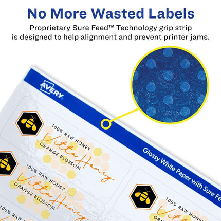 AVERY Rectangle Labels with Sure Feed.5"" x 1.75"", 2,000 Glossy White Labels (36447)"