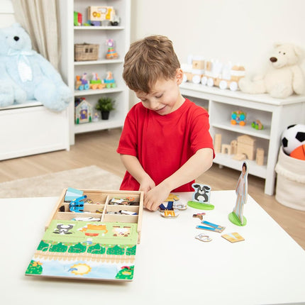 Melissa & Doug Occupations Magnetic Dress-Up Wooden Dolls Pretend Play Set