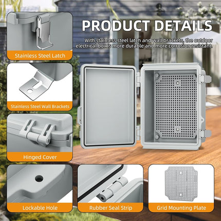 Joinfworld Waterproof Outdoor Electrical Box 8.7"x6.7"x4.3"